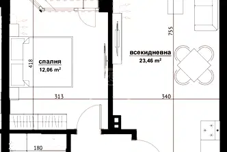 Двустаен апартамент на 7-ми етаж в Хоризонт, Бургас