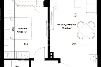 Двустаен апартамент на 8-ми етаж в Хоризонт, Бургас