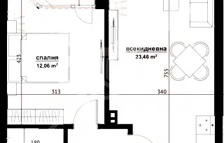 Двустаен апартамент на последен етаж в Хоризонт, Бургас