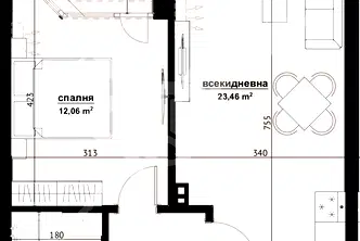 Двустаен апартамент на последен етаж в Хоризонт, Бургас