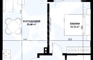 Двустаен апартамент на последен етаж в Хоризонт, Бургас