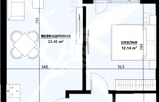 Двустаен апартамент на последен етаж в Хоризонт, Бургас