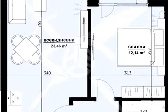 Двустаен апартамент на последен етаж в Хоризонт, Бургас