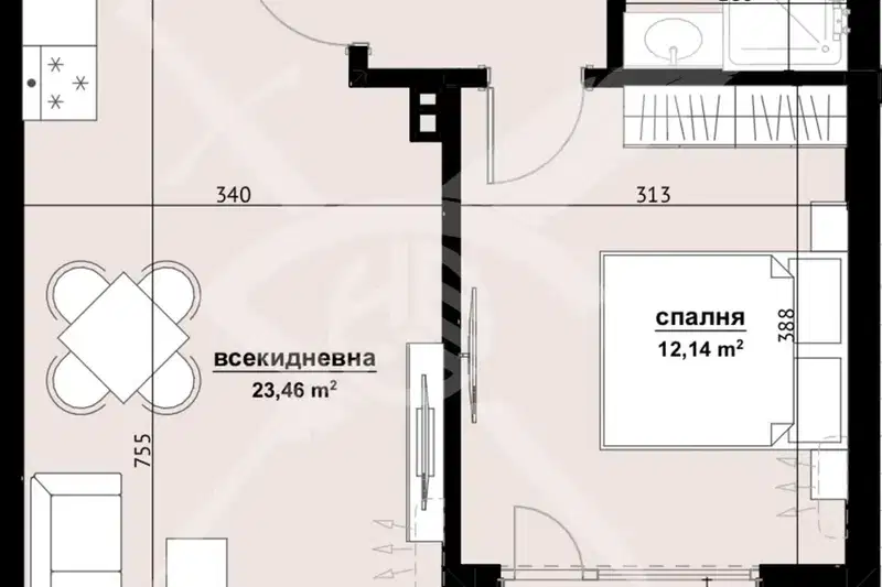 Двустаен апартамент в Бургас, Хоризонт