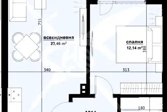 Двустаен апартамент на 8-ми етаж в Хоризонт, Бургас