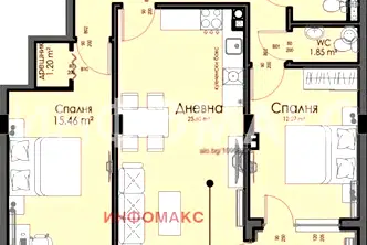 Тристаен апартамент с тераса в Хоризонт, Бургас