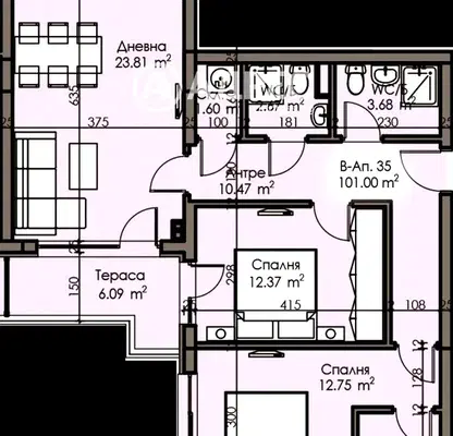 Снимка 4 — Тристаен апартамент с две тераси в Изгрев, Бургас