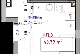 Двустаен апартамент с тераса в Крайморие, Бургас