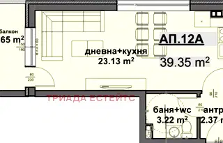 Едностаен апартамент в кв. Мадика, Бургас с тераса и асансьор