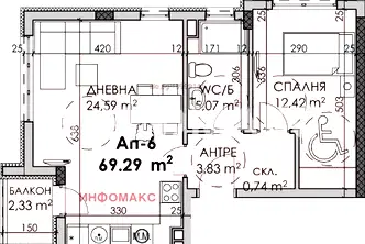 Тристаен апартамент с тераса в Мадика, Бургас