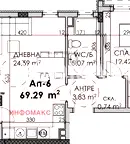 Тристаен апартамент с тераса в Мадика, Бургас