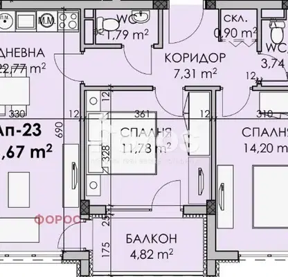 Снимка 2 — Тристаен апартамент с тераса в Мадика, Бургас