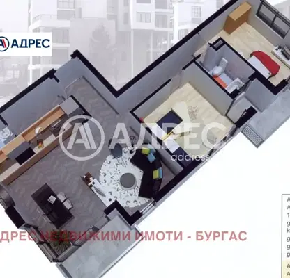 Снимка 2 — Просторен 3-стаен апартамент в Меден рудник, Бургас с паркинг