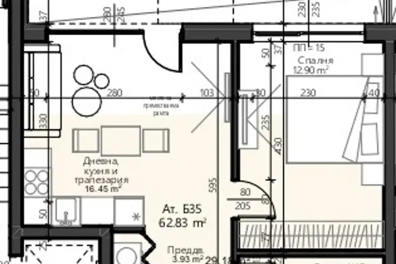 Two-room apartment in Sarafovo with new-build