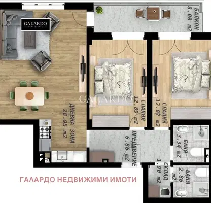 Снимка 3 — Тристаен апартамент в Беломорски, Пловдив с тераса