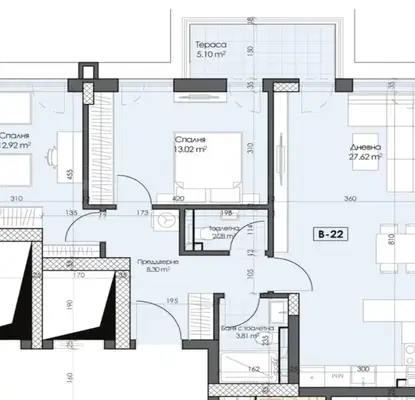 Снимка 2 — Тристаен апартамент 105 кв.м в Гагарин, Пловдив с тераса