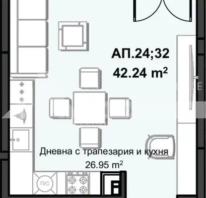 Снимка 2 — Едностаен апартамент с изба в Христо Смирненски, Пловдив