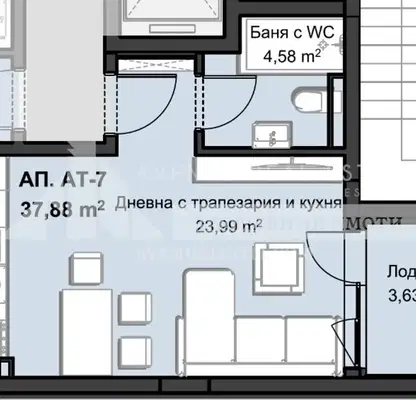 Снимка 3 — Едностаен апартамент с изба в Христо Смирненски, Пловдив