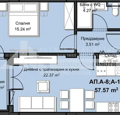 Снимка 2 — Двустаен апартамент с изба в Христо Смирненски, Пловдив