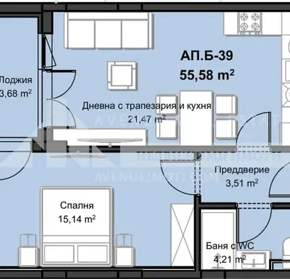 Снимка 2 — Двустаен апартамент с изба в Христо Смирненски, Пловдив