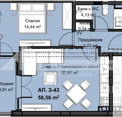 Снимка 3 — Двустаен апартамент с изба в кв. Христо Смирненски, Пловдив