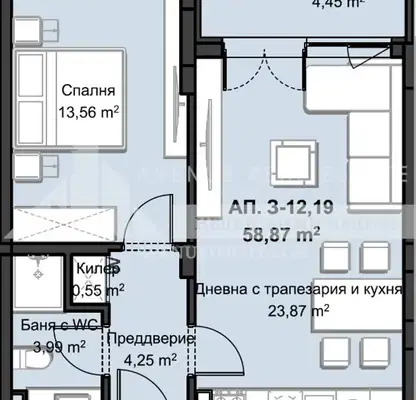 Снимка 3 — Двустаен апартамент с изба в Христо Смирненски, Пловдив