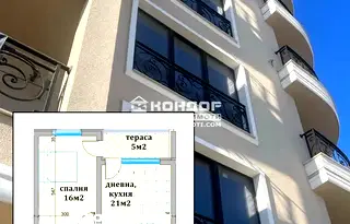 Двустайно апартамент в Христо Смирненски с тераса в Пловдив