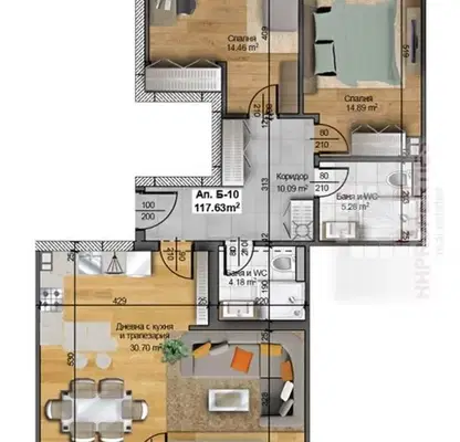 Снимка 2 — Тристаен апартамент 118 кв.м. в Христо Смирненски, Пловдив