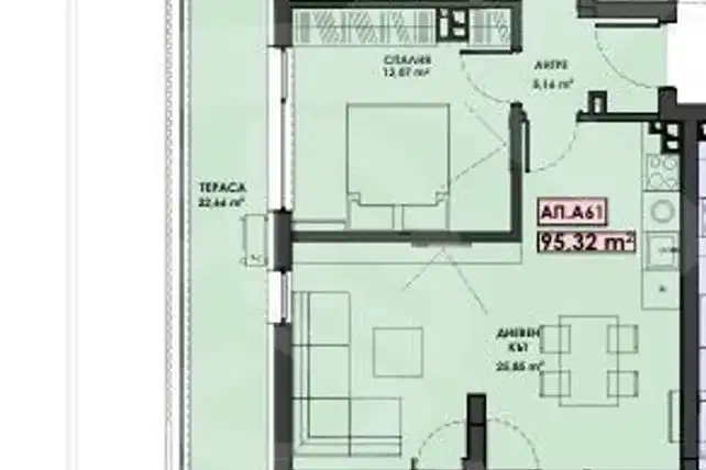 Тристаен апартамент с голяма тераса в Христо Смирненски, Пловдив