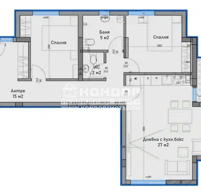 Снимка 5 — Тристаен апартамент с тераса в комплекс Корона, Христо Смирненски, Пловдив