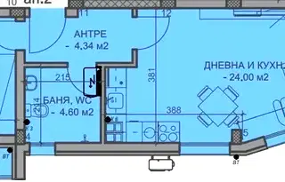 Двустаен апартамент с паркомясто в Коматево, Пловдив