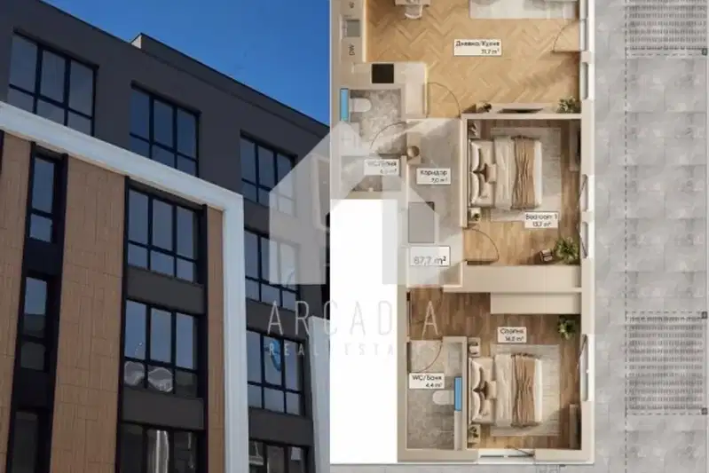 Spacious 6th-floor apartment in Karshiyaka, Plovdiv with elevator