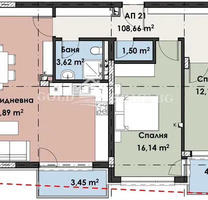 Снимка 2 — Тристаен апартамент с две тераси в Кършияка, Пловдив