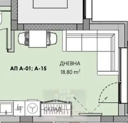 Снимка 2 — Студио апартамент в Остромила с южно изложение и паркомясто