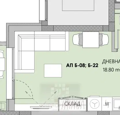 Снимка 2 — Студио апартамент в Остромила с контрол на достъпа