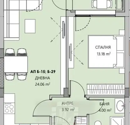 Снимка 2 — Двустаен апартамент в Остромила с контрол на достъпа