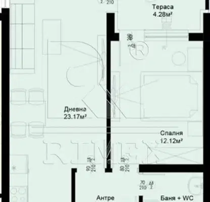 Снимка 2 — Двустаен апартамент с паркомясто в нова сграда в Остромила, Пловдив
