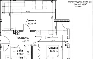 Двустаен апартамент с веранда и двор в Остромила, Пловдив