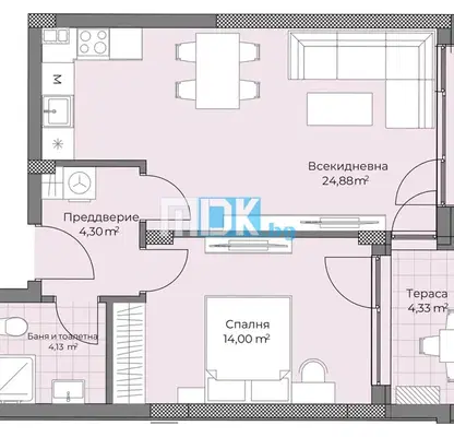 Photo 2 — 2-room apartment in Ostromila, Plovdiv with terrace
