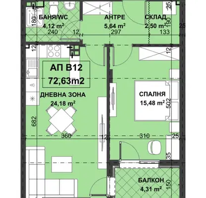 Снимка 3 — Двустаен апартамент в Остромила с южно изложение