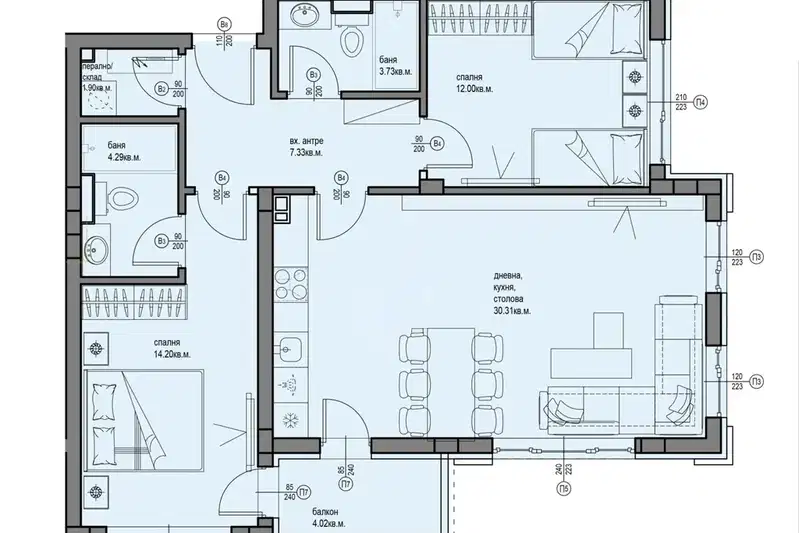 3-bedroom apartment in Plovdiv, Otdih I Kultura