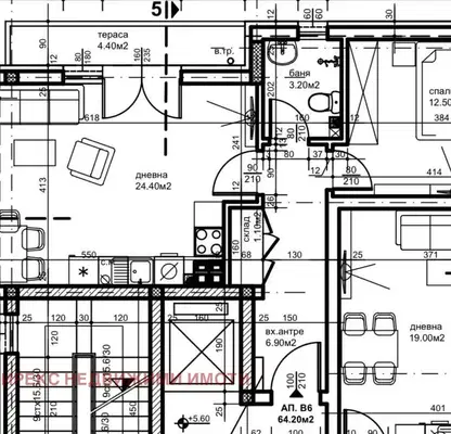 Снимка 2 — Двустаен апартамент 78 кв.м в кв. Прослав, Пловдив с тераса