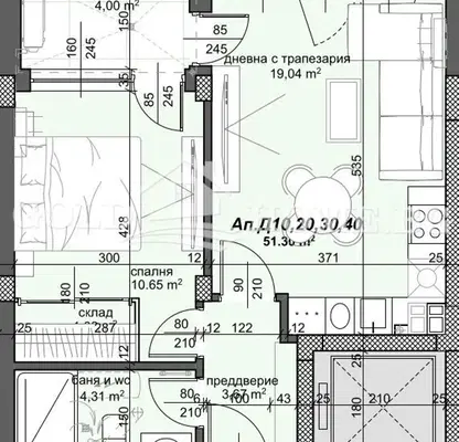 Снимка 2 — Двустаен апартамент в Пловдив, Тракия