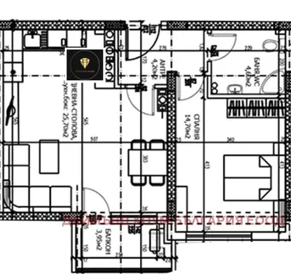Снимка 2 — Двустаен апартамент в Тракия, Пловдив с тераса в нова сграда