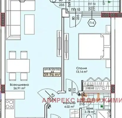 Снимка 5 — Двустаен апартамент на 9-ти етаж в Тракия, Пловдив с озеленен двор
