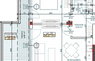 Апартамент 2-стаен в Тракия, Пловдив с тераса и асансьор