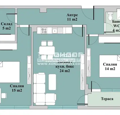 Снимка 3 — Тристаен апартамент с функционално разпределение в Тракия, Пловдив