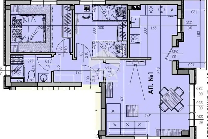 3-bedroom apartment in Shumen, Bolnicata