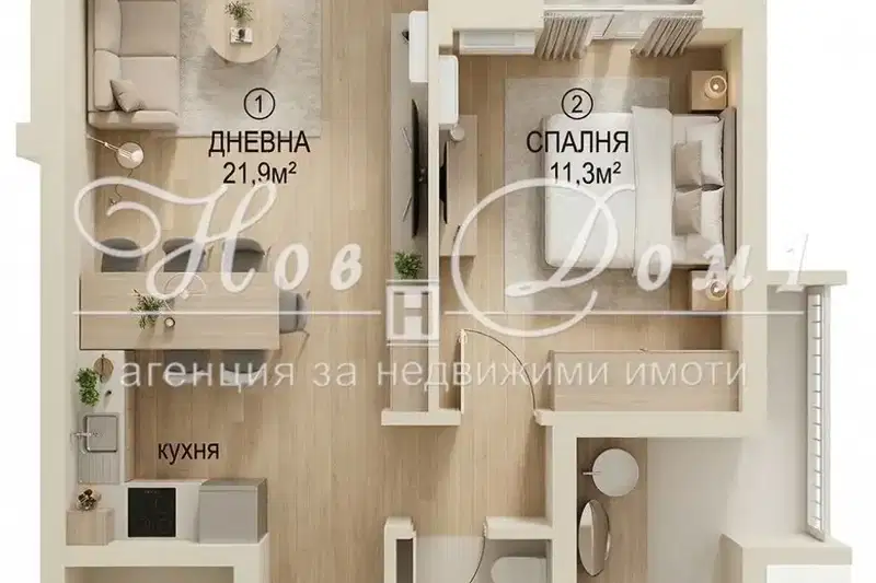 2-bedroom apartment in Sofiya, Drujba 2