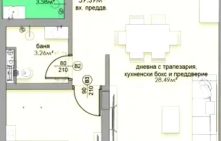 Светъл 3-стаен апартамент в Малинова долина с южно изложение